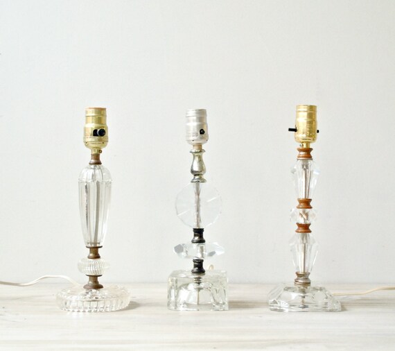 vintage cut glass table lamps