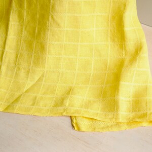 Vintage Yellow Linen Tablecloth, Small Linen Table Cover 35 x 34 image 4