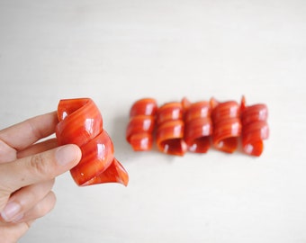 Vintage Red and Orange Spiral Twist Napkin Rings