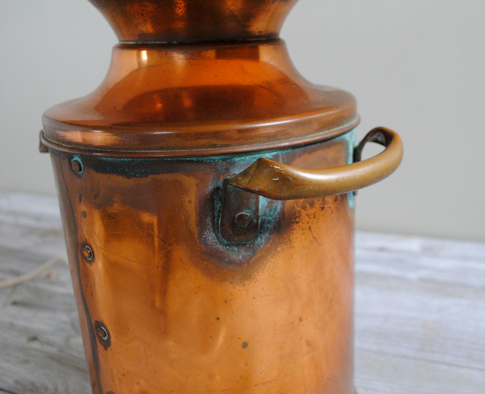 Vintage Solid Copper Milk Can Lamp Etsy