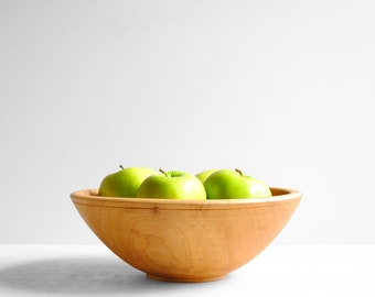 Vintage Hand Turned Poplar Wood Bowl, Fruit Bowl, Handmade Wooden Bowl