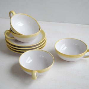 Vintage Danish Teacup Set, Nymolle Denmark White and Yellow Teacups and Saucers image 3