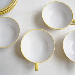 Vintage Danish Teacup Set, Nymolle Denmark White and Yellow Teacups and Saucers image 8