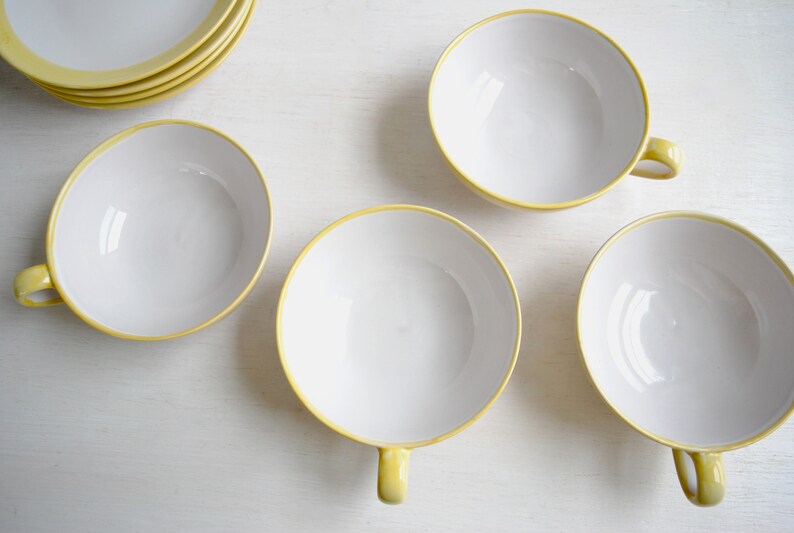 Vintage Danish Teacup Set, Nymolle Denmark White and Yellow Teacups and Saucers image 8