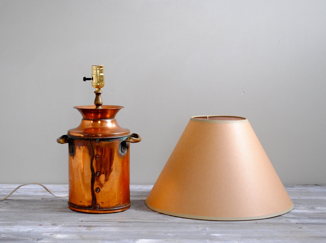 Vintage Solid Copper Milk Can Lamp Etsy