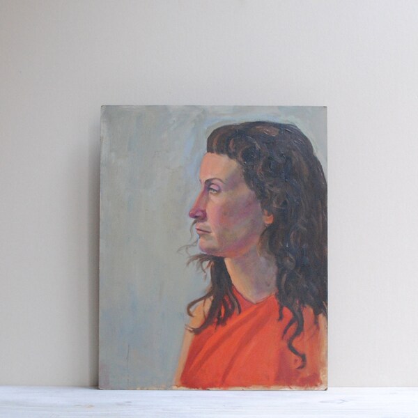 Vintage Painting, Original Portrait Painting of a Woman