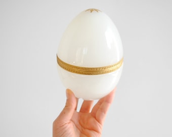 Vintage White Opaline Glass Egg Box