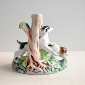 Vintage Figural Porcelain Dog Vase, Staffordshire Style Dog Spill Vase image 9