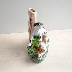 Vintage Figural Porcelain Dog Vase, Staffordshire Style Dog Spill Vase image 8