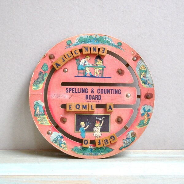 Vintage Spelling & Counting Board