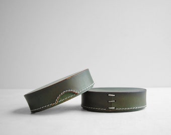 Vintage Small Green Italian Leather Boxes by Arte Cuoio