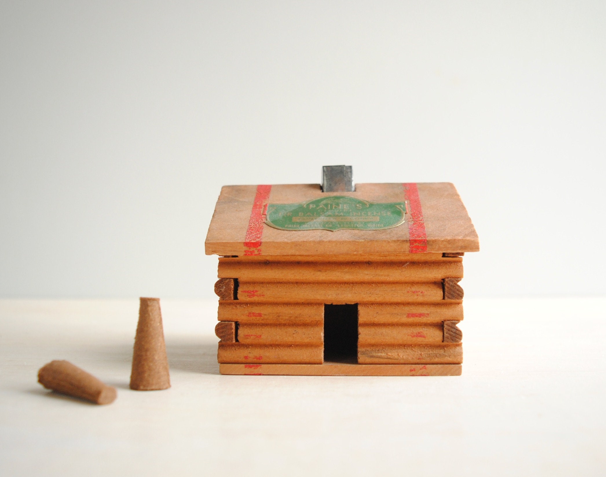 Vintage Log Cabin Incense Burner With Fir Balsam Incense - Etsy