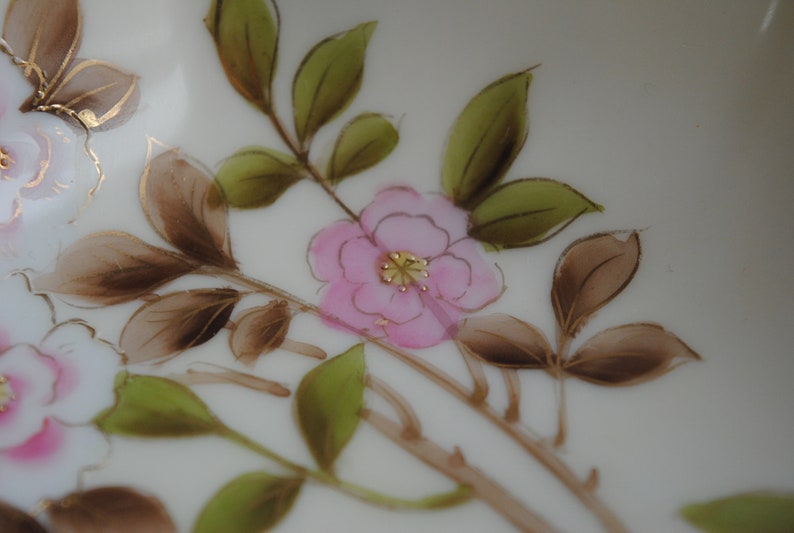 Antique Nippon Porcelain Dish with Pink Flowers image 5