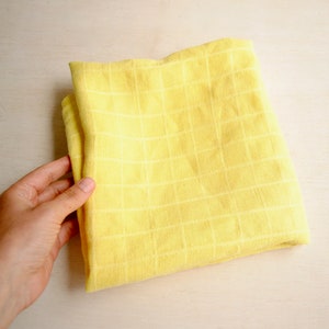 Mantel de lino amarillo vintage, cubierta de mesa de lino pequeña 35 x 34 imagen 8