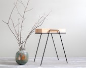 Vintage Mid Century Metal Stand with Solid Wood Top | Plant Stand, Side Table, End Table