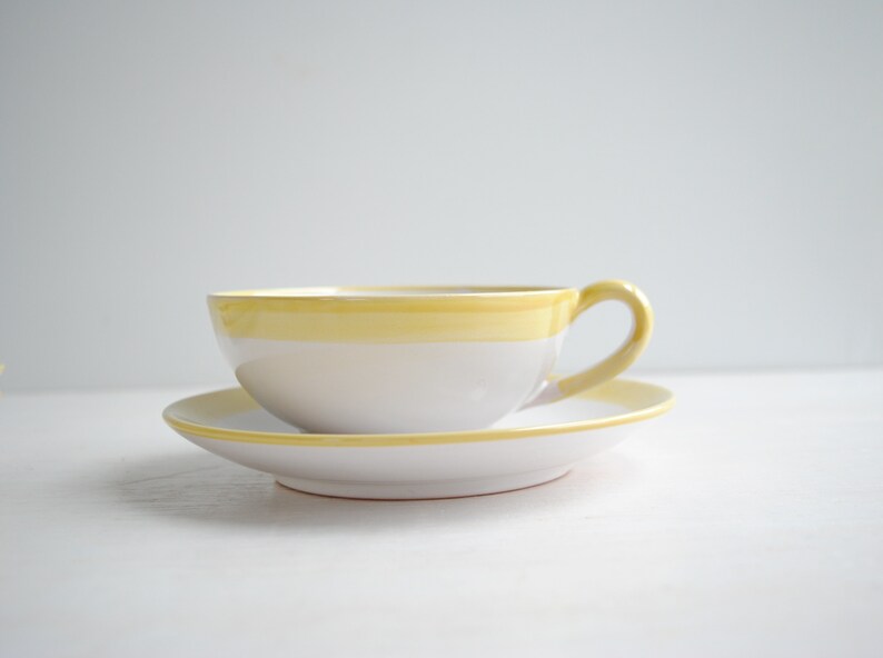 Vintage Danish Teacup Set, Nymolle Denmark White and Yellow Teacups and Saucers image 9