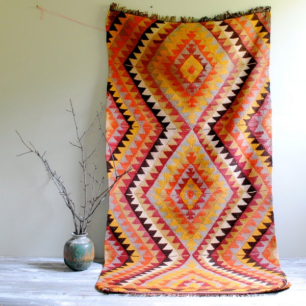 Vintage Turkish Handwoven Kilim Rug