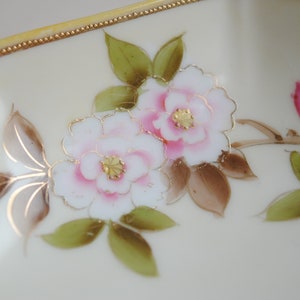 Antique Nippon Porcelain Dish with Pink Flowers image 3