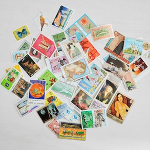 Lote de 50 sellos postales antiguos, varios países y años