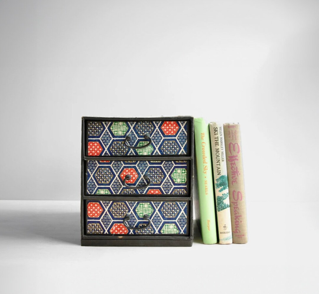 Vintage Japanese Rice Paper Three Drawer Box - Etsy