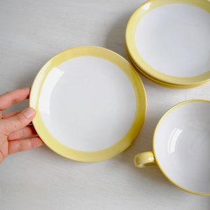 Vintage Danish Teacup Set, Nymolle Denmark White and Yellow Teacups and Saucers image 4