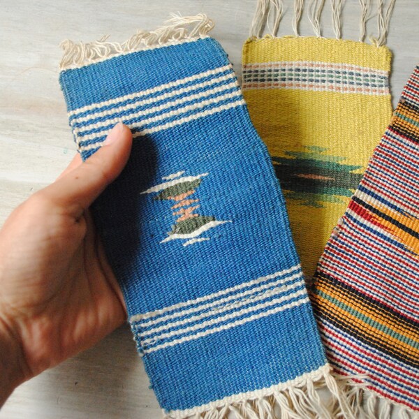 Vintage Miniature Weavings, Tiny Weaving, Sampler Weaving, Miniature Handwoven Rug, Miniature Handwoven Textile