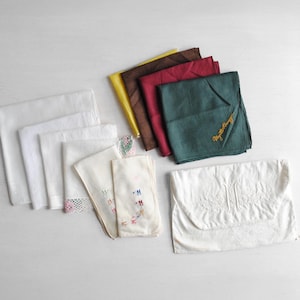 Collection of Vintage Handkerchieves in a Linen Pouch