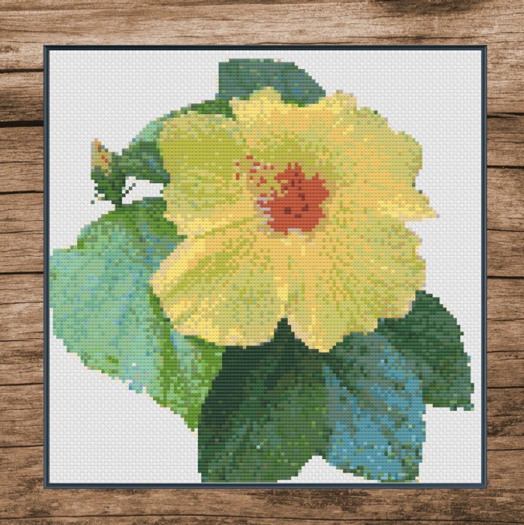 Yellow Hibiscus Cross Stitch Pattern - Etsy