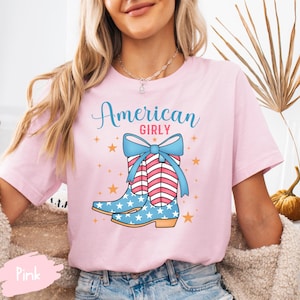 American Girly Cowgirl Shirt,Western 4th of July Shirt,Patriotic Women Tee,American Cowgirl Shirt,July 4th Western Tee,American Girly Shirt