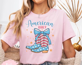 American Cowgirl Shirt: Patriotic 4th of July Western Tee
