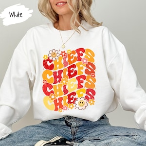 KC Chiefs Floral  Football Sweatshirt,Kansas City Shirt,Kansas City Fan Shirt,Gift for Kansas City Fan,Kansas City Chiefs Retro Style Shirt