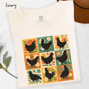 Boho Floral Chicken Comfort Colors® Shirt: Women&#39;s Farmer Tee