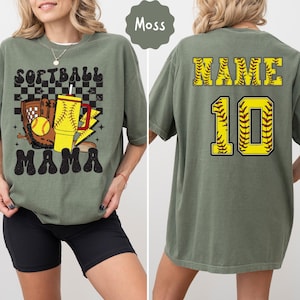 Custom Softball Mama Comfort Colors T-Shirt: Personalized Softball Gift