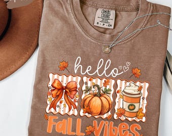 Camiseta con colores cómodos y vibrantes de otoño: Hola otoño, camiseta de temporada de calabazas