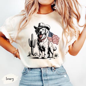 Maglietta Comfort Colors® per cani del 4 luglio, maglietta western per il 4 luglio, maglietta per cani americani, maglietta con bandiera americana, maglietta per cani patriottici, festa dell&#39;indipendenza