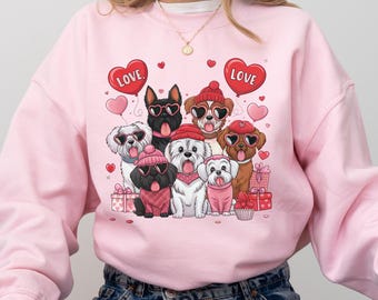 Bonita camiseta de perro para San Valentín, regalo de San Valentín para amantes de los perros, regalo de San Valentín para mamá perruna, regalo para amantes de los perros, sudadera con perro adorable para San Valentín