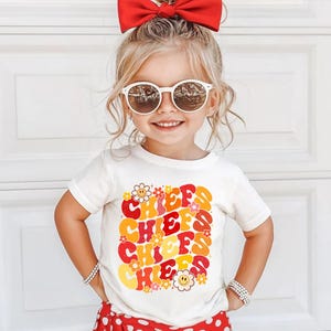 Camiseta floral de los Kansas City Chiefs para niño: atuendo vintage para el día del partido de fútbol americano