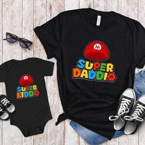 Super Daddio,Super Kiddo Shirt,Fathers Day Matching Shirt,Funny Dad Shirt,Fathers Day Gift,Super Dad Shirt,Gamer Daddy Shirt,Gift for Dad