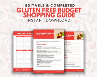 Gluten-Free Pantry, Fridge Freezer Staples & Grocery List Template Editable Nutrition Resource for Patients AND Health Professional