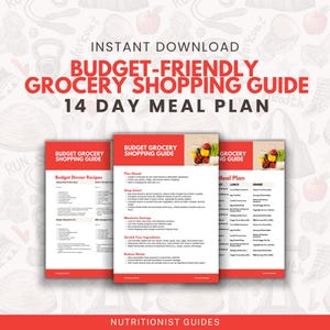 Editable Nutrition Resource Budget-Friendly Grocery Shopping Guide with Seasonal Produce List Budget Meal Plan Shopping Templates