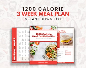 Plan de comidas flexible de 3 semanas de 1200 calorías (libro electrónico/descarga digital)/comidas fáciles y deliciosas para bajar de peso