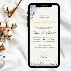 Electronic Evening Reception Invitation Template, Minimal Evening Reception Invite, Classic Digital Wedding Reception E-Invite #ERT-03