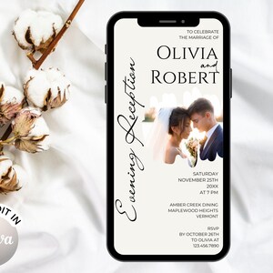 Electronic Evening Reception Invitation Template, Minimal Evening Reception Invite, Classic Digital Wedding Reception E-Invite #ERT-02