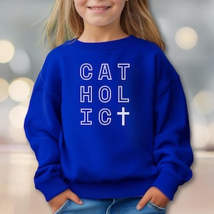 Catholic Youth Crewneck Sweatshirt, Catholic Kid Apparel, Catholic Gift, Religious Children Sweater, First Communion Gift, Birthday Gift