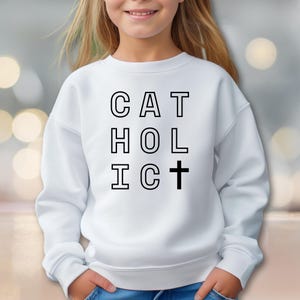 Catholic Youth Crewneck Sweatshirt, Catholic Kid Apparel, Catholic Gift, Religious Children Sweater, First Communion Gift, Birthday Gift