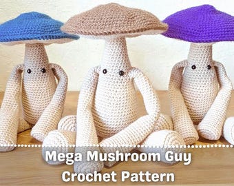 Mega Mushroom Guy Crochet Pattern – Amigurumi Plushie | Beginner-Friendly PDF | Cottagecore Forest Decor