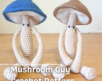 Whimsical Mushroom Guy Crochet Pattern – low-Sew Amigurumi Plushie | Beginner-Friendly PDF | Cottagecore Forest Decor