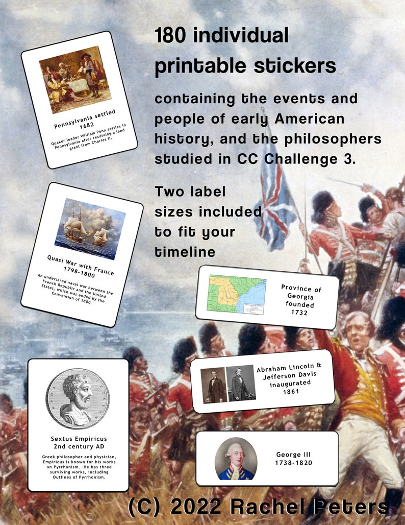 History Sticker Prinatble Timeline Stickers to Print for CC Challenge 3 Fall Semester - Etsy