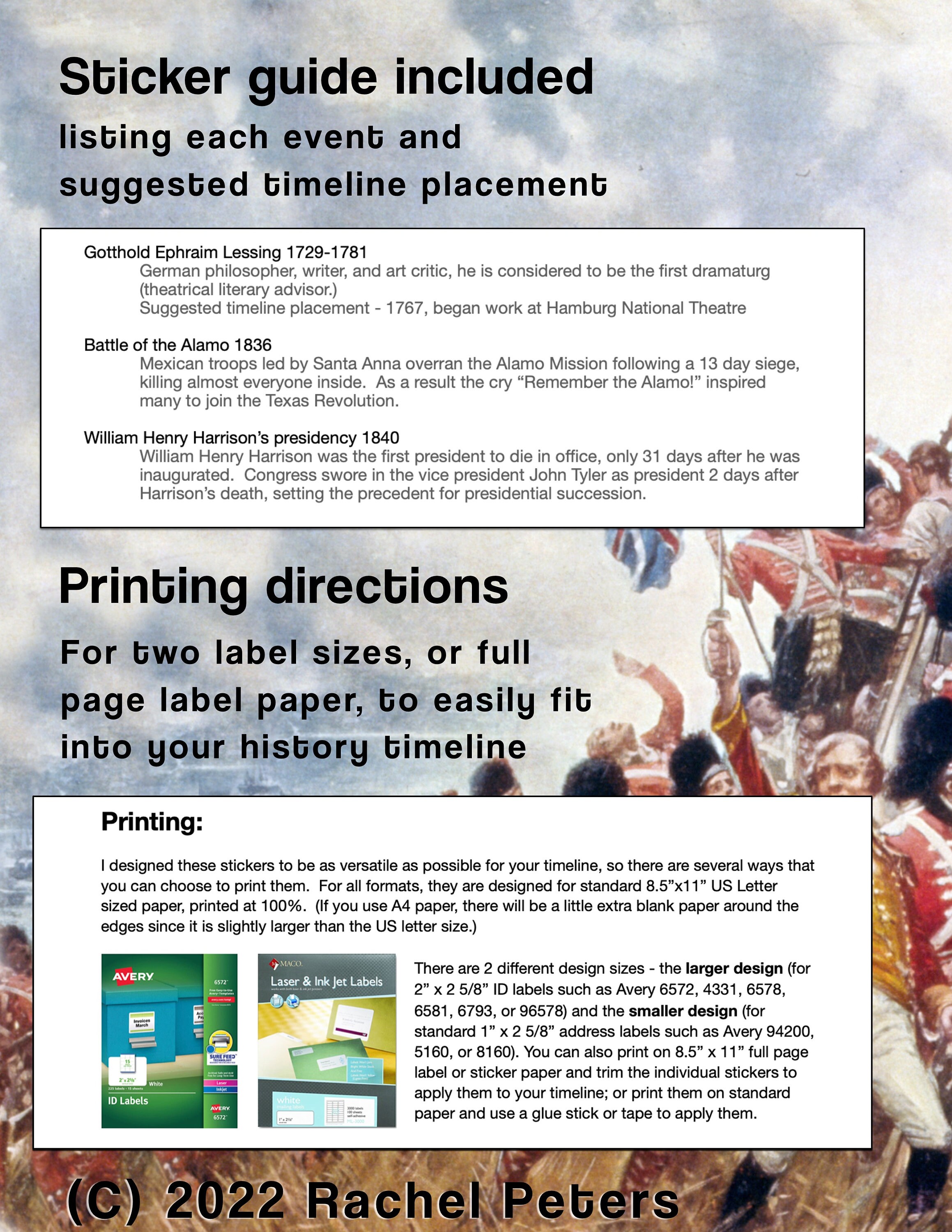 Timeline Stickers to Print for CC Challenge 3 Spring Semester - Etsy