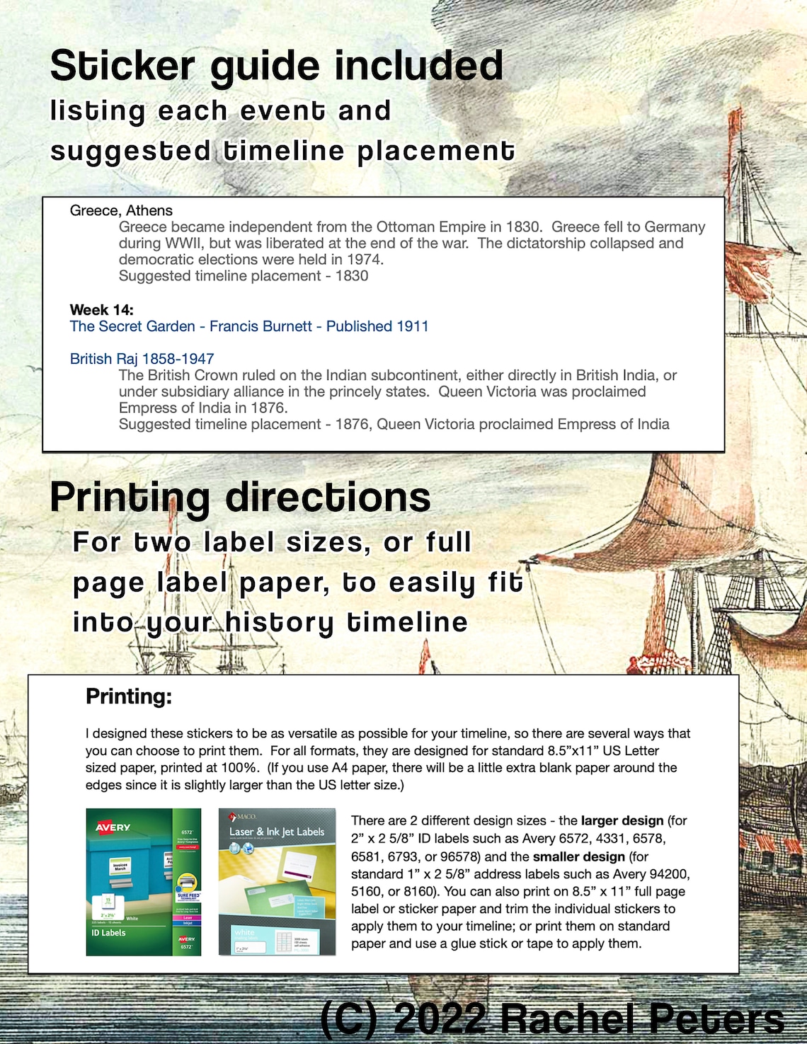 Timeline Stickers to Print for CC Challenge A - Etsy